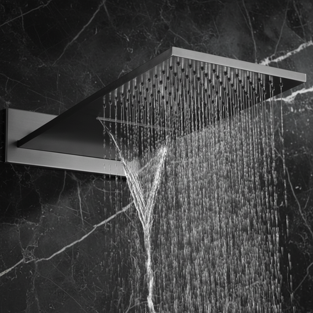 Thermostatische Inbouw Regendoucheset Isabella - Waterval - Gunmetal grey