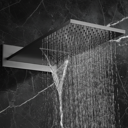 Thermostatische Inbouw Regendoucheset Isabella - Waterval - Gunmetal grey