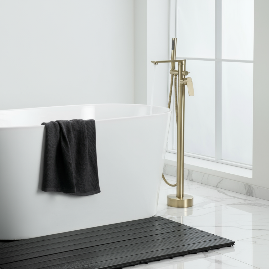 Vrijstaande badkraan Emilia - Brushed gold - 88 × 22 × 16 cm