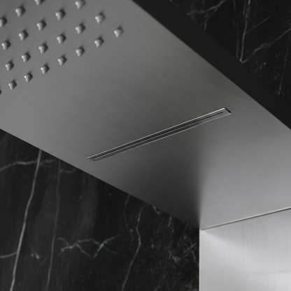 Douchepaneel Manuel – Waterval – Massagejets – Brushed nickel - 150 × 20 × 60 cm