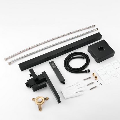 Vrijstaande Badkraan Lisandro – Watervaluitloop – Matte black - 87 × 22 × 15 cm