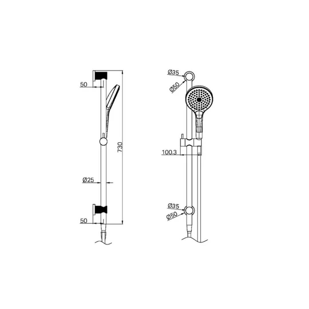 Thermostatiche inbouw regendoucheset Valencia - Air shower II - Graphite