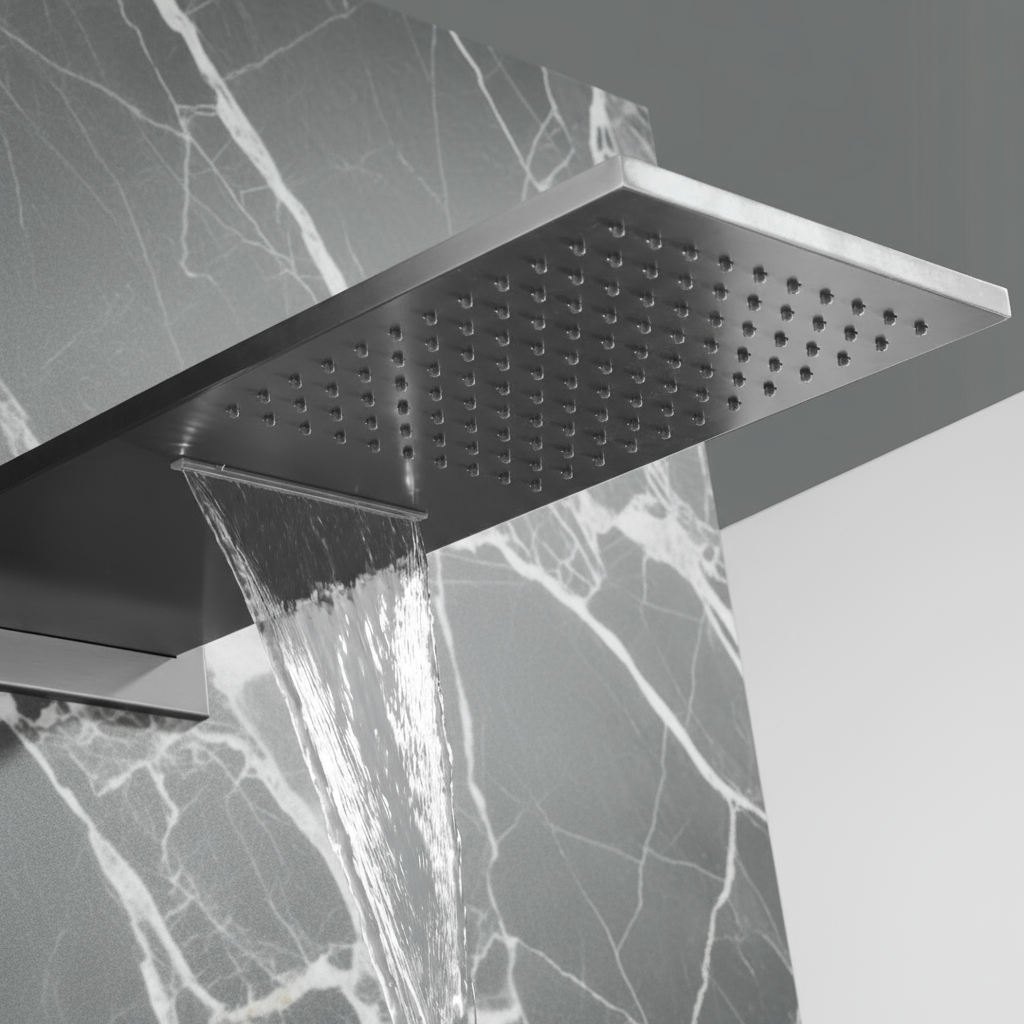 Thermostatische Inbouw Regendoucheset Isabella - Waterval - Gunmetal grey