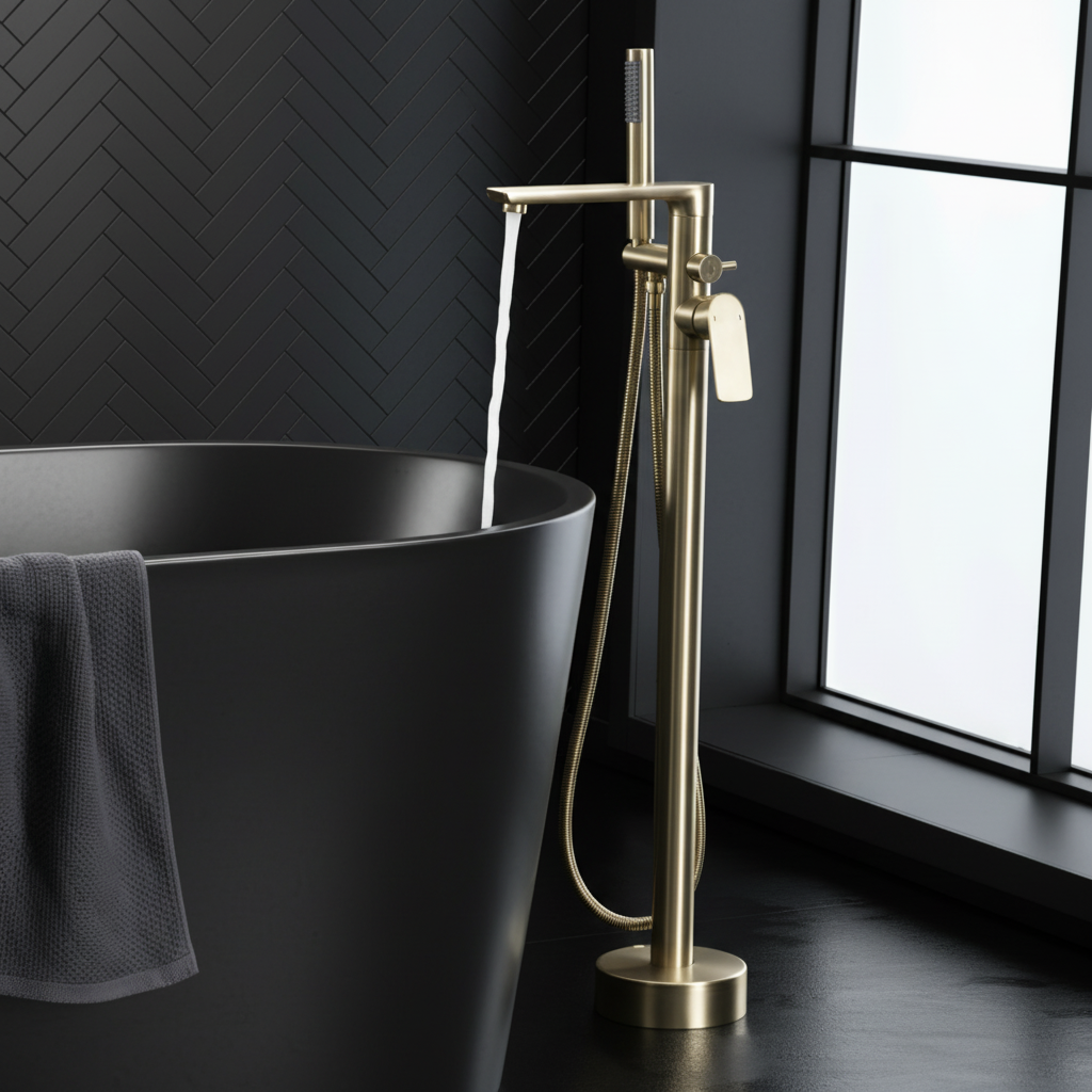 Vrijstaande badkraan Emilia - Brushed gold - 88 × 22 × 16 cm