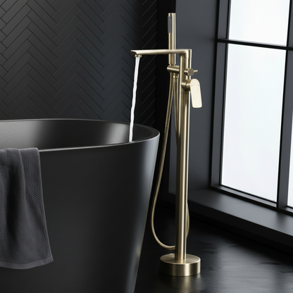 Vrijstaande badkraan Emilia - Brushed gold - 88 × 22 × 16 cm