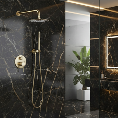 Inbouw Regendoucheset Vincent – Staafhanddouche – Brushed Gold