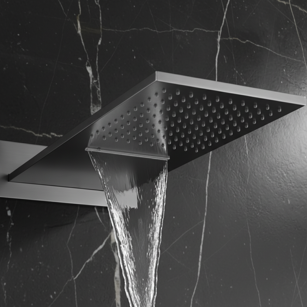 Thermostatische Inbouw Regendoucheset Isabella - Waterval - Gunmetal grey