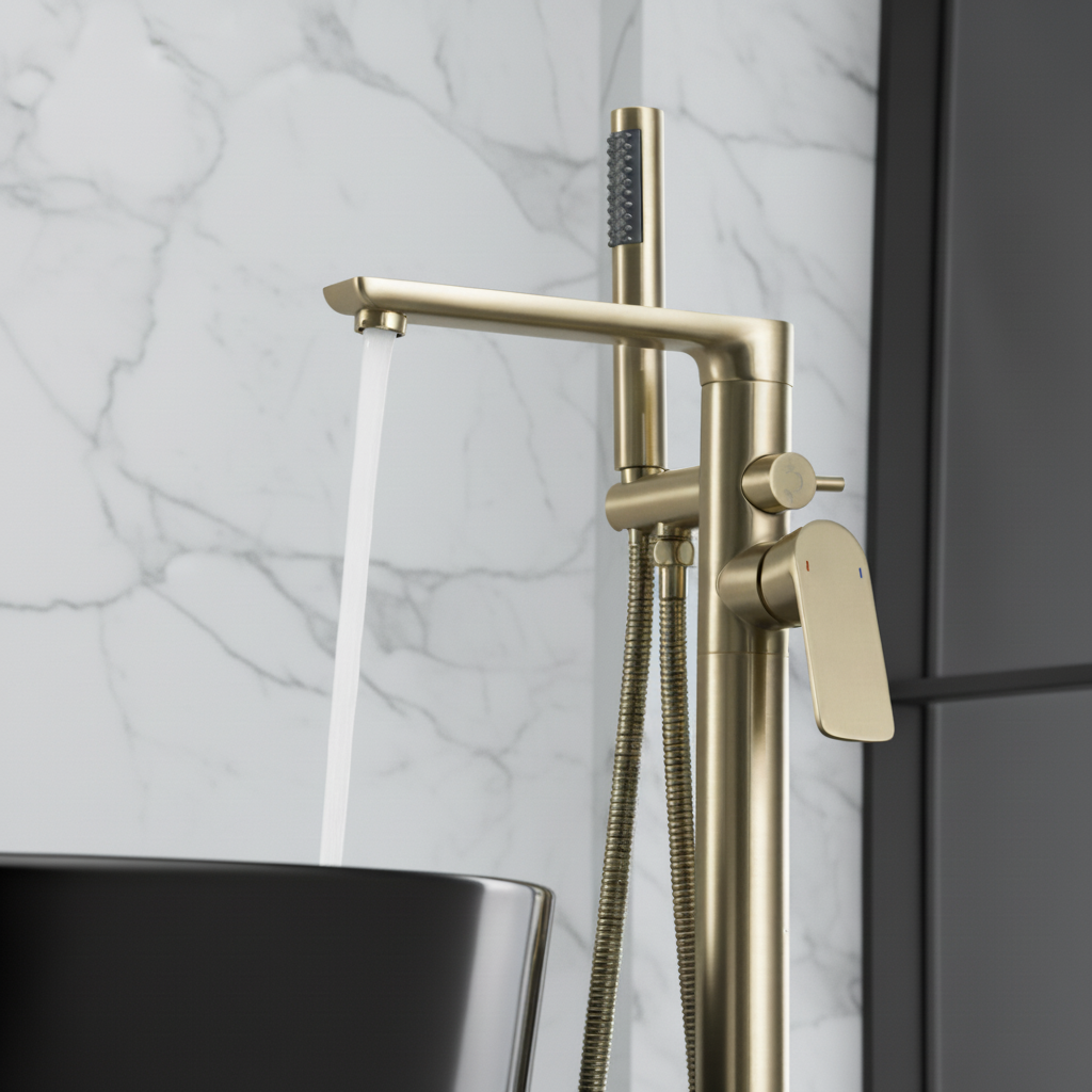 Vrijstaande badkraan Emilia - Brushed gold - 88 × 22 × 16 cm