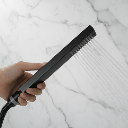 Vrijstaande Badkraan Lisandro – Watervaluitloop – Matte black - 87 × 22 × 15 cm