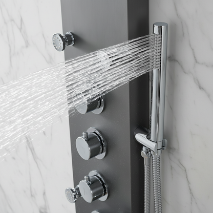 Douchepaneel Manuel – Waterval – Massagejets – Gunmetal grey, chrome - 150 × 20 × 60 cm