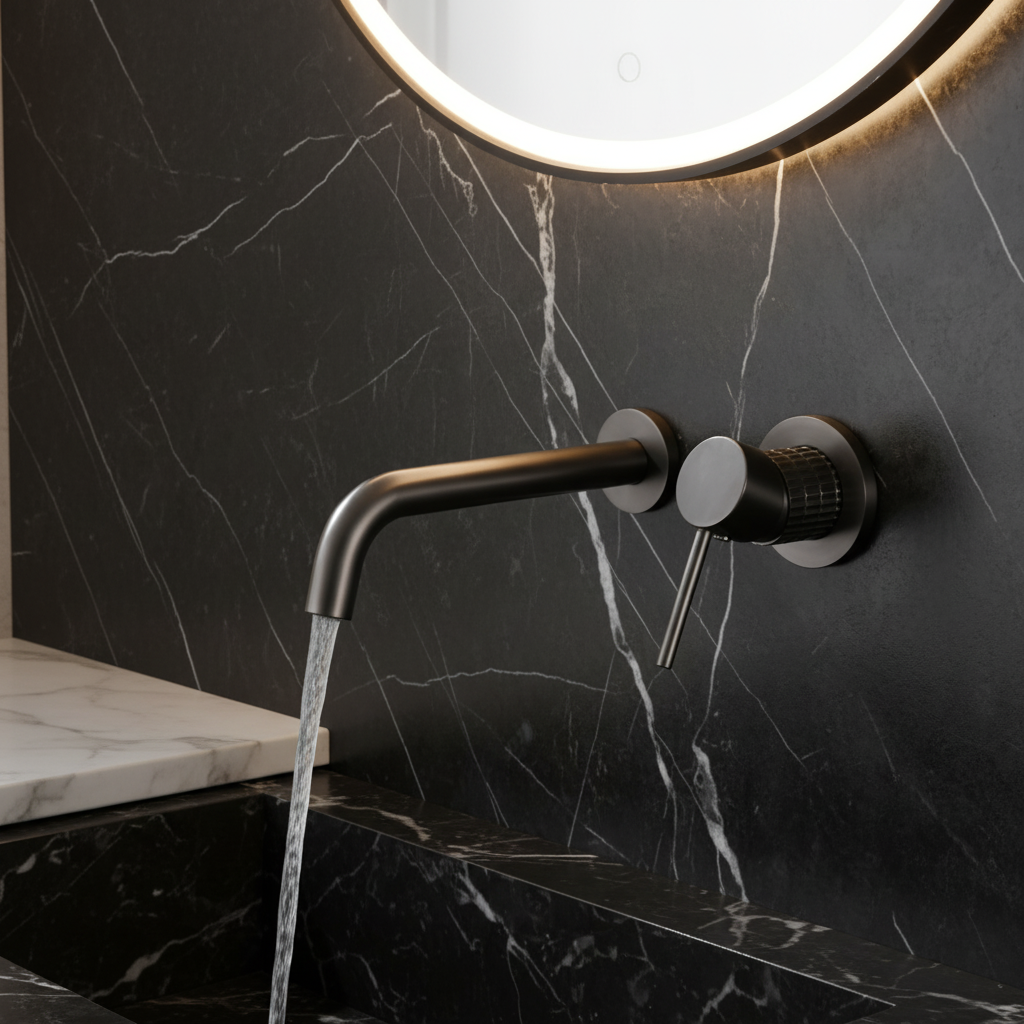 Inbouw wastafelkraan Angelica - Gunmetal grey - 23 × 20.5 × 10 cm