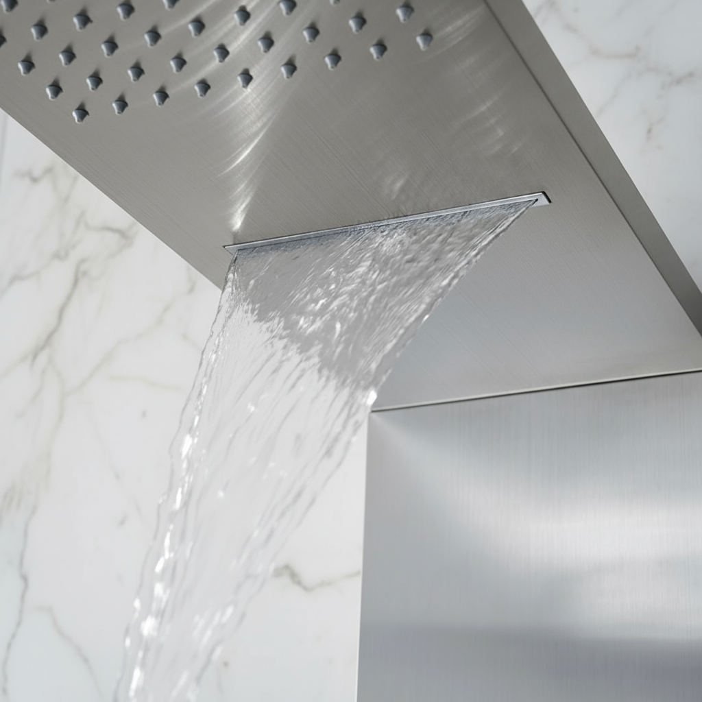 Douchepaneel Manuel – Waterval – Massagejets – Brushed nickel - 150 × 20 × 60 cm