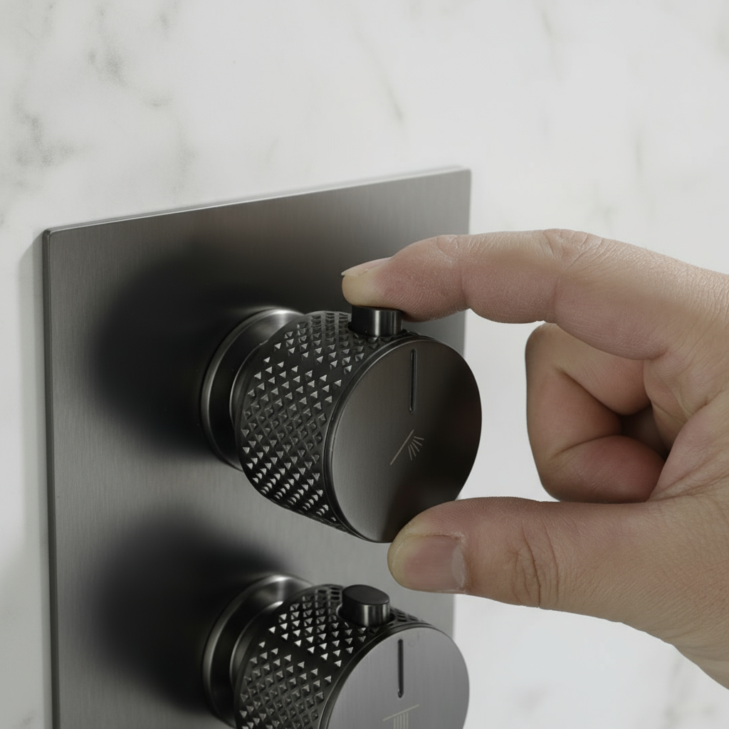 Thermostatische Inbouw Regendoucheset Isabella - Waterval - Gunmetal grey