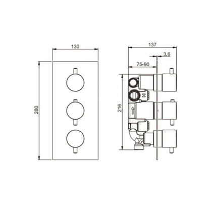 Thermostatiche inbouw regendoucheset Valencia - Air shower II - Brushed bronze