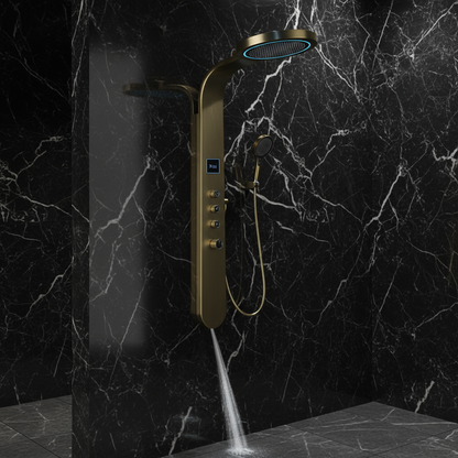 Douchepaneel Elena - LED - Digitaal display - Brushed gold - 145 × 18 × 65 cm