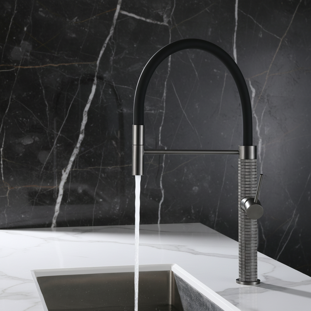 Semi-professionele Keukenkraan Angelica – Uittrekbare Uitloop – Gunmetal Grey - 52.9 × 24.9 × 5.5 cm