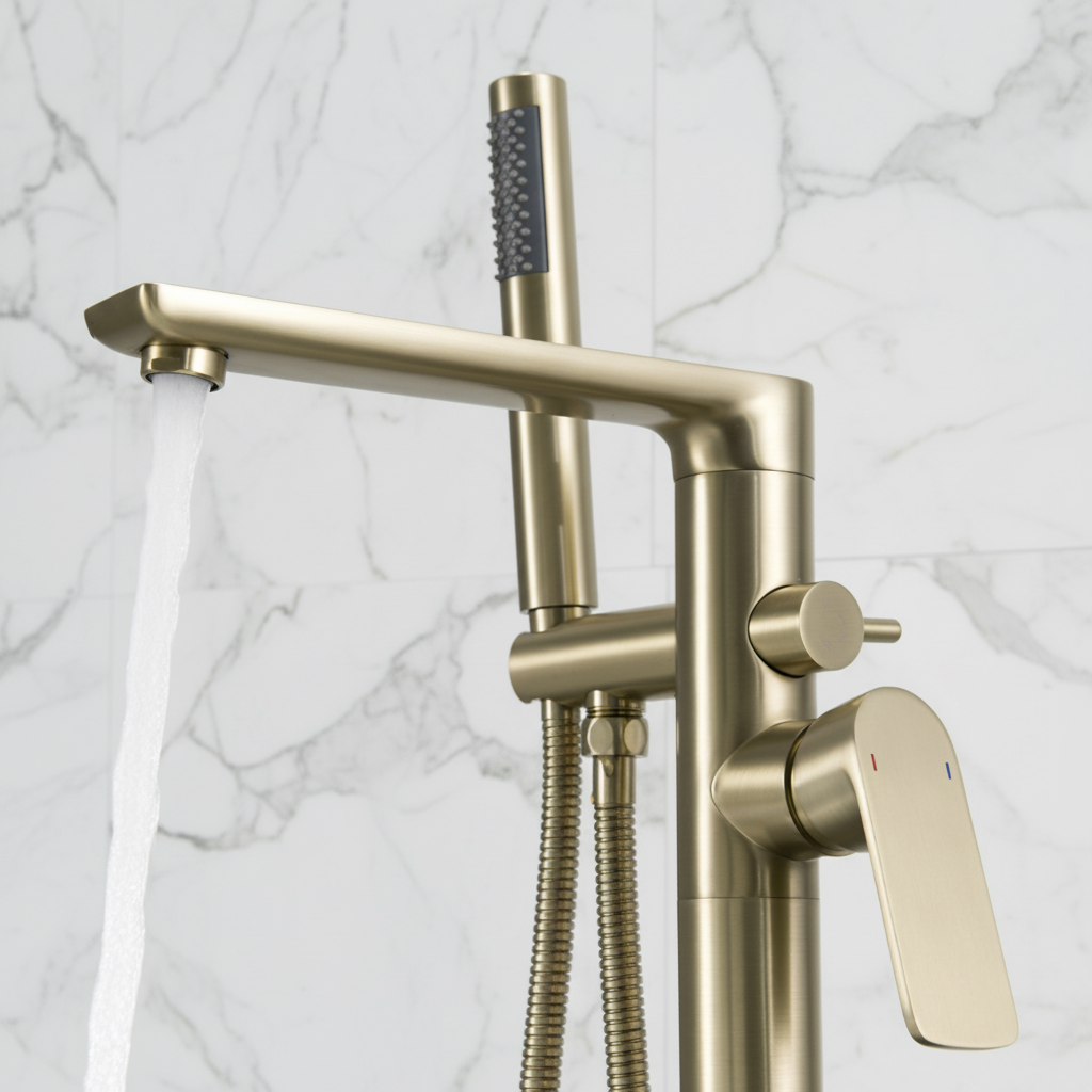 Vrijstaande badkraan Emilia - Brushed gold - 88 × 22 × 16 cm