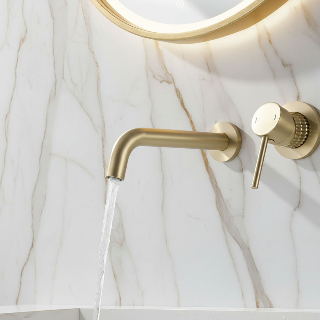 Inbouw wastafelkraan Angelica - Brushed gold - 23 × 20.5 × 10 cm