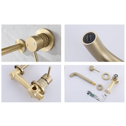 Inbouw wastafelkraan Angelica - Brushed gold - 23 × 20.5 × 10 cm