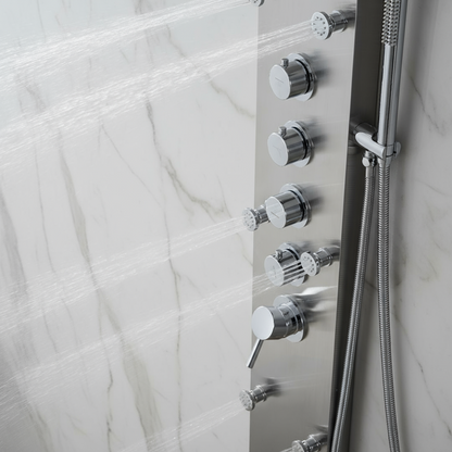 Douchepaneel Manuel – Waterval – Massagejets – Brushed nickel - 150 × 20 × 60 cm