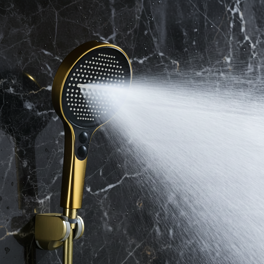 Douchepaneel Elena - LED - Digitaal display - Brushed gold - 145 × 18 × 65 cm