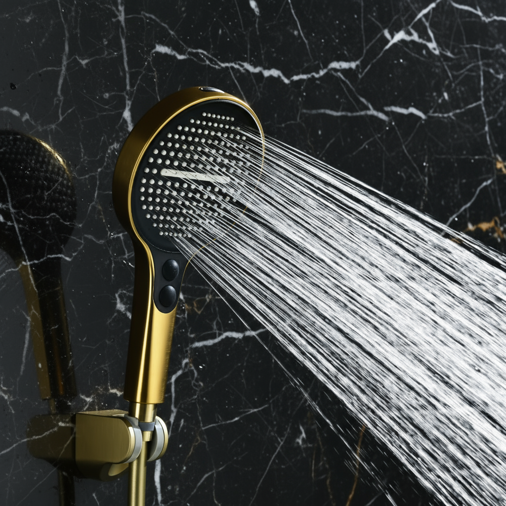 Douchepaneel Elena - LED - Digitaal display - Brushed gold - 145 × 18 × 65 cm