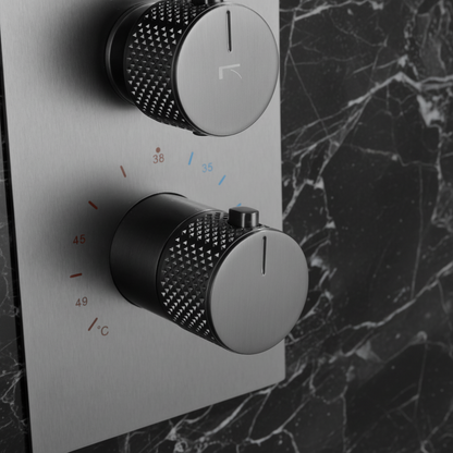 Thermostatische Inbouw Regendoucheset Isabella - Waterval - Gunmetal grey