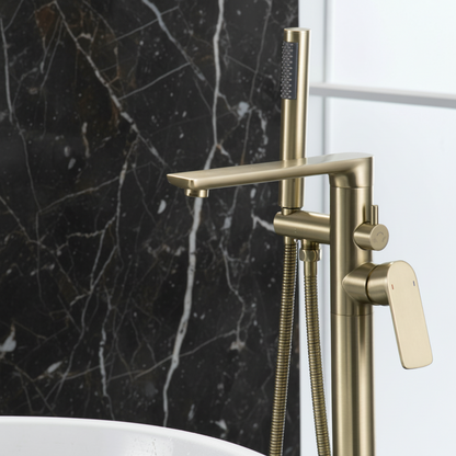 Vrijstaande badkraan Emilia - Brushed gold - 88 × 22 × 16 cm