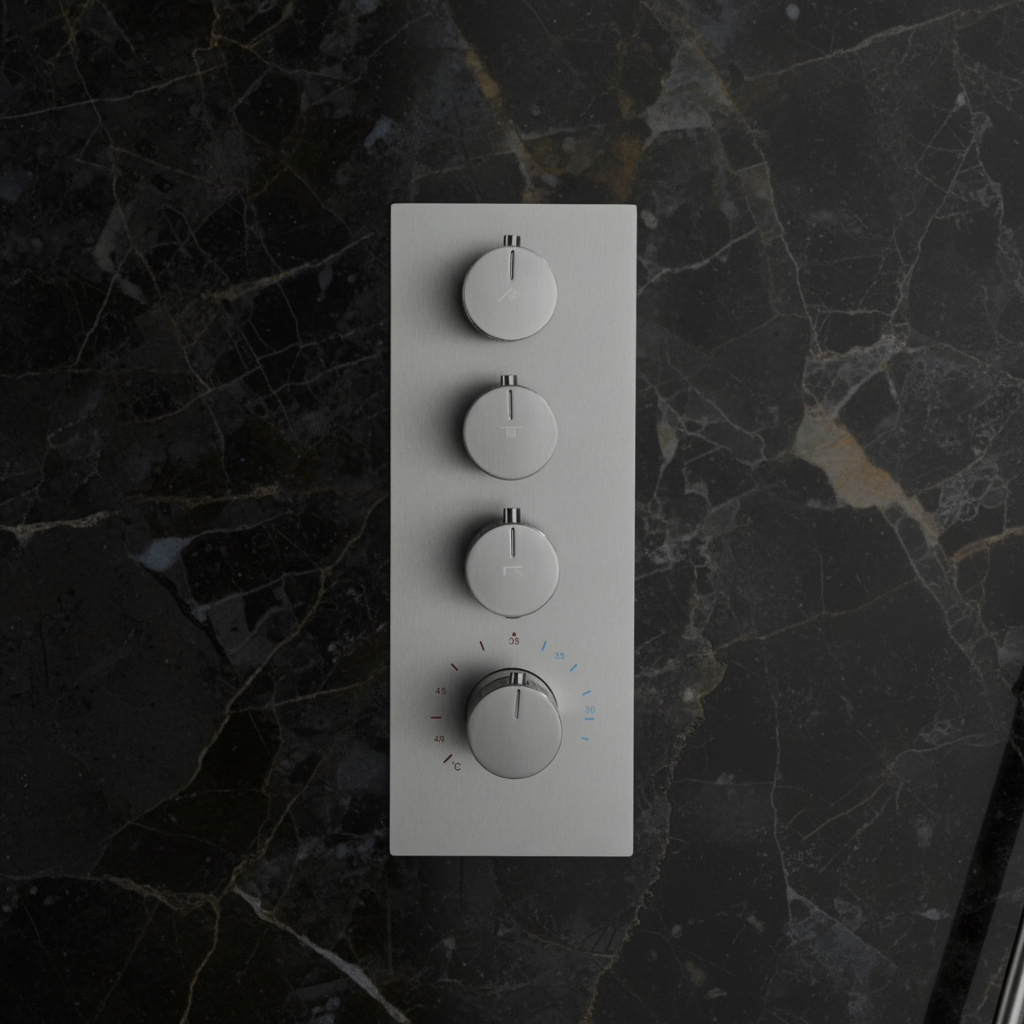 Thermostatische Inbouw Regendoucheset Isabella - Waterval - Gunmetal grey