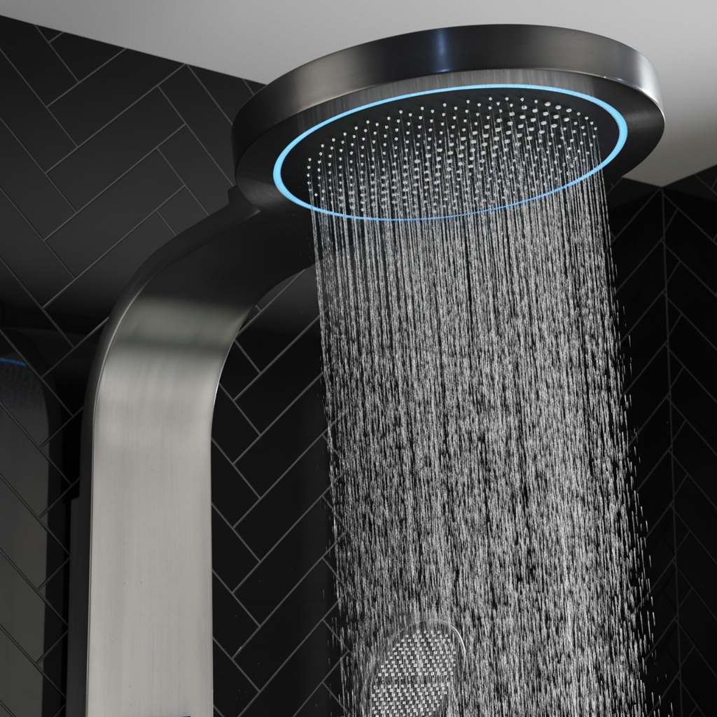 Douchepaneel Elena - LED - Digitaal display - Gunmetal grey - 145 × 18 × 65 cm