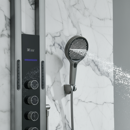 Thermostatisch Douchepaneel Marcelo – Digitale Display - Gunmetal Grey - 182 × 40 × 52 cm