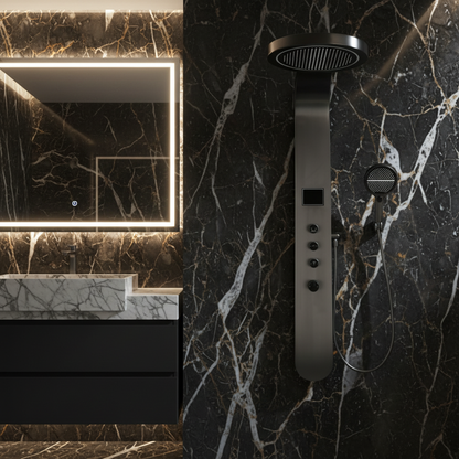 Douchepaneel Elena - LED - Digitaal display - Gunmetal grey - 145 × 18 × 65 cm