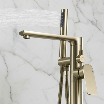 Vrijstaande badkraan Emilia - Brushed gold - 88 × 22 × 16 cm