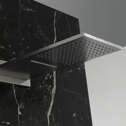 Thermostatische Inbouw Regendoucheset Isabella - Waterval - Gunmetal grey