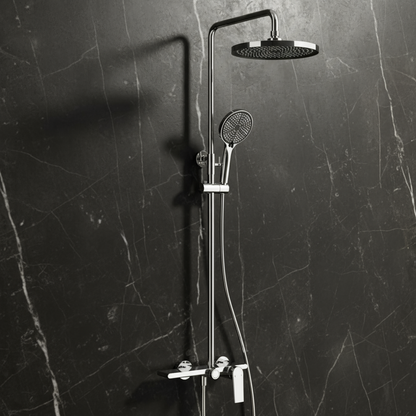 Opbouw regendoucheset Cynthia - Chrome - 130 × 35 × 25 cm