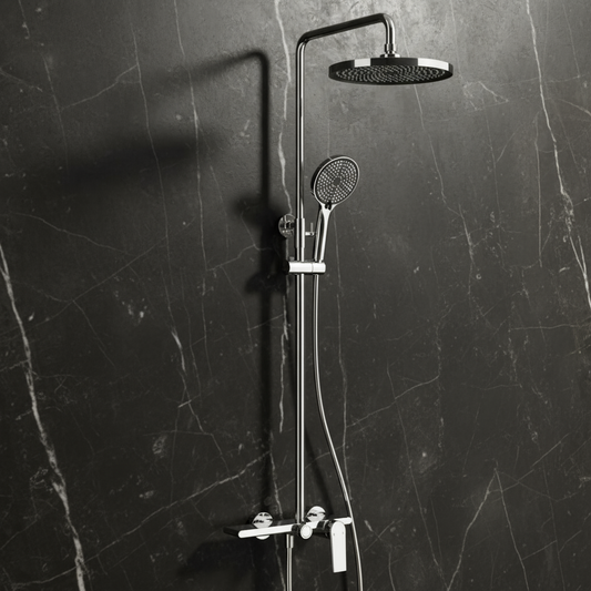 Opbouw regendoucheset Cynthia - Chrome - 130 × 35 × 25 cm