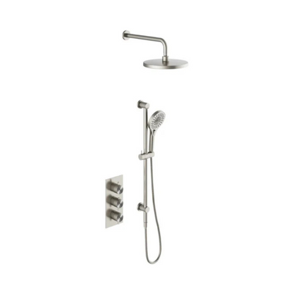 Thermostatiche inbouw regendoucheset Valencia - Air shower II - Brushed nickel
