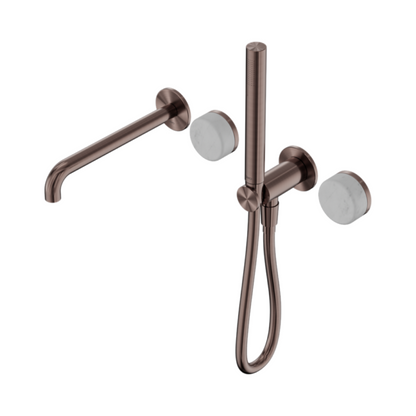 Inbouw badmengkraan Sorrento - Carrara - Staafhanddouche en uitloop - Zonder achterplaat - Brushed bronze