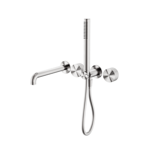Inbouw badmengkraan Valencia - Staafhanddouche en uitloop - Zonder achterplaat - Brushed nickel