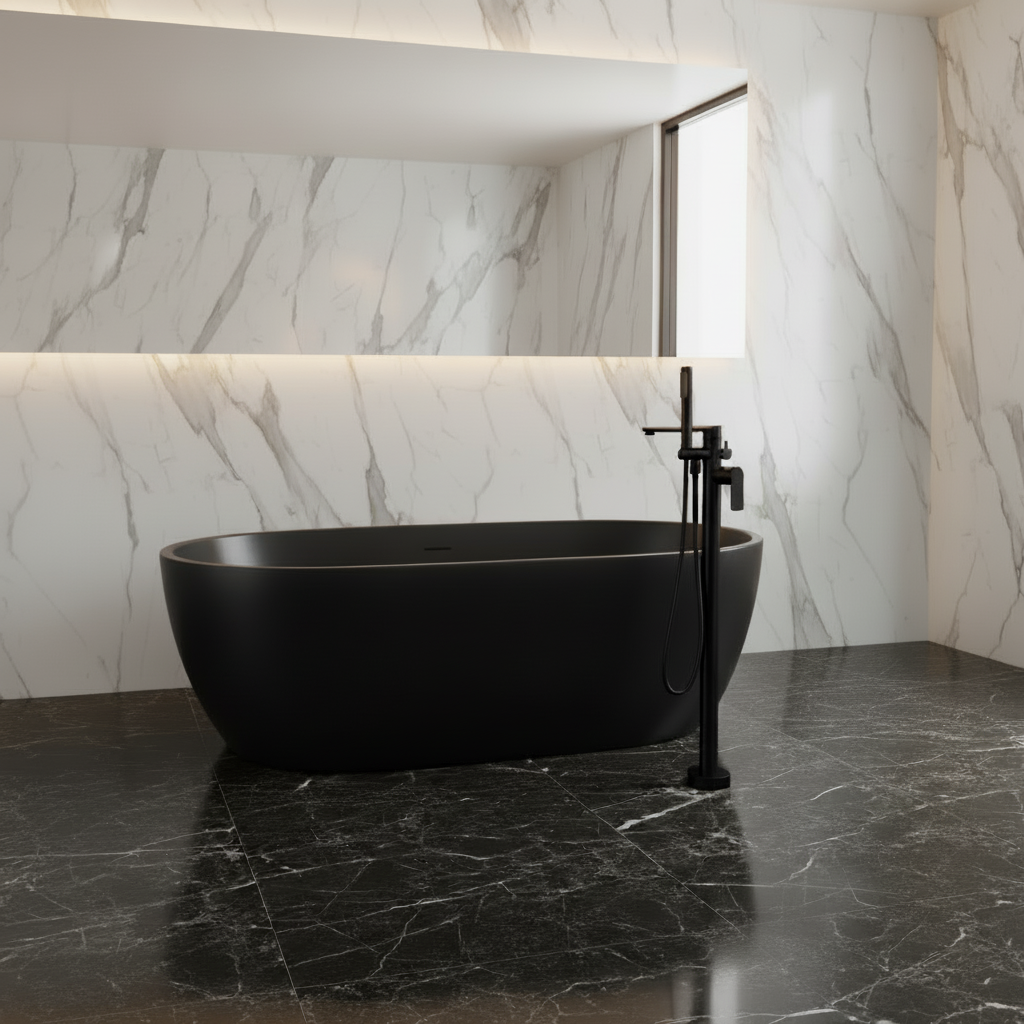 Vrijstaande badkraan Emilia - Matte black - 88 × 22 × 16 cm