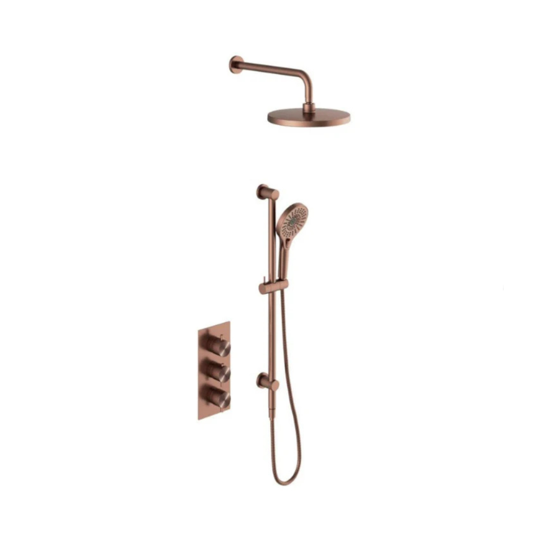 Thermostatiche inbouw regendoucheset Valencia - Air shower II - Brushed bronze