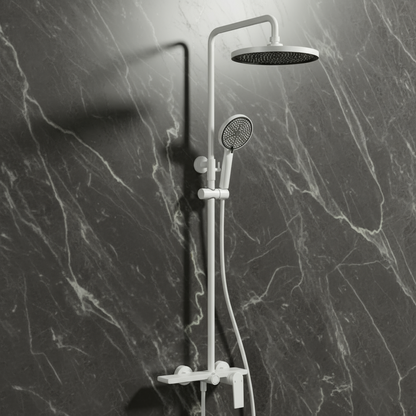 Opbouw regendoucheset Cynthia - Matte white - 130 × 35 × 25 cm