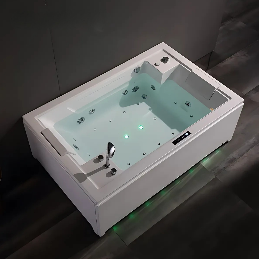 Opbouw Massagebad – Emerson – Glans Wit – 185x122x67 cm