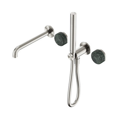 Inbouw badmengkraan Sorrento - Verde alpi - Staafhanddouche en uitloop - Zonder achterplaat - Brushed nickel