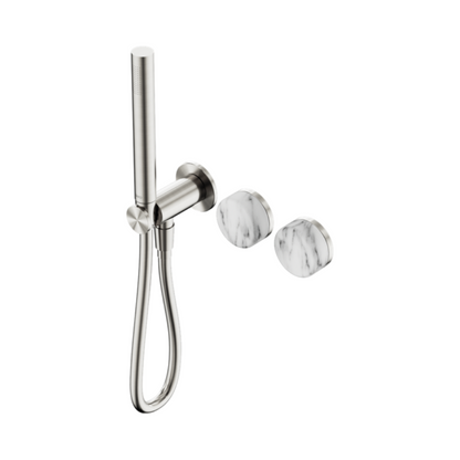 Inbouw douchemengkraan – Sorrento – Arabescato Corchia – Staafhanddouche – Zonder achterplaat – Brushed nickel