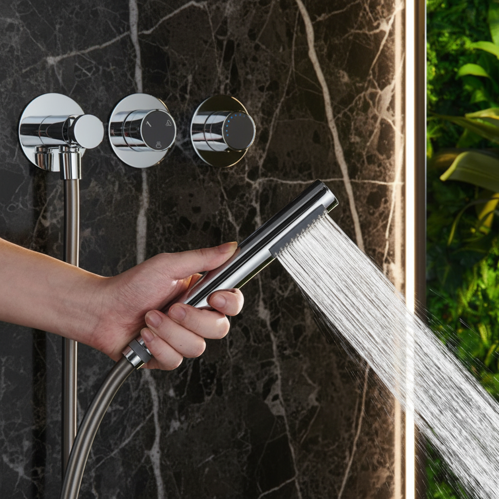 Thermostatische Inbouw Regendoucheset Marino – Digitale Regeling - Waterval & Staafhanddouche – Chrome