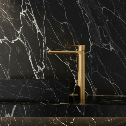 Hoge wastafelkraan  – Silvio – Brushed gold - 31,5 × 19 × 4,5 cm