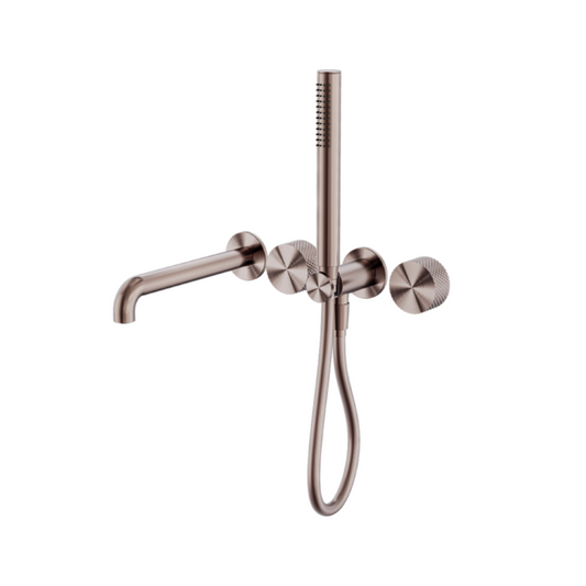 Inbouw badmengkraan Valencia - Staafhanddouche en uitloop - Zonder achterplaat - Brushed bronze