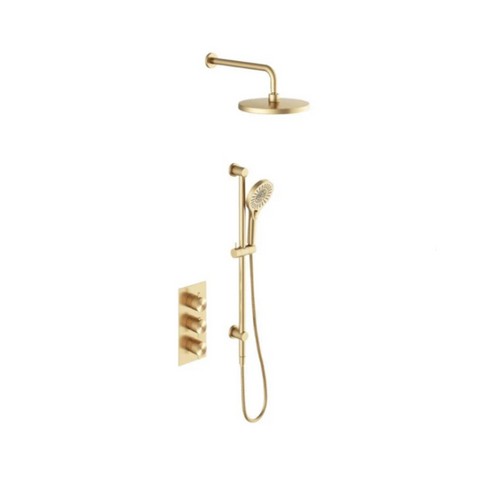 Thermostatiche inbouw regendoucheset Valencia - Air shower - Brushed gold