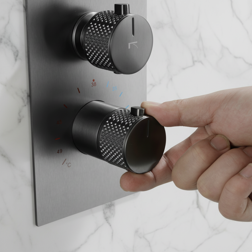 Thermostatische Inbouw Regendoucheset Isabella - Waterval - Gunmetal grey